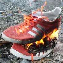 burning Adidas Gazelles
